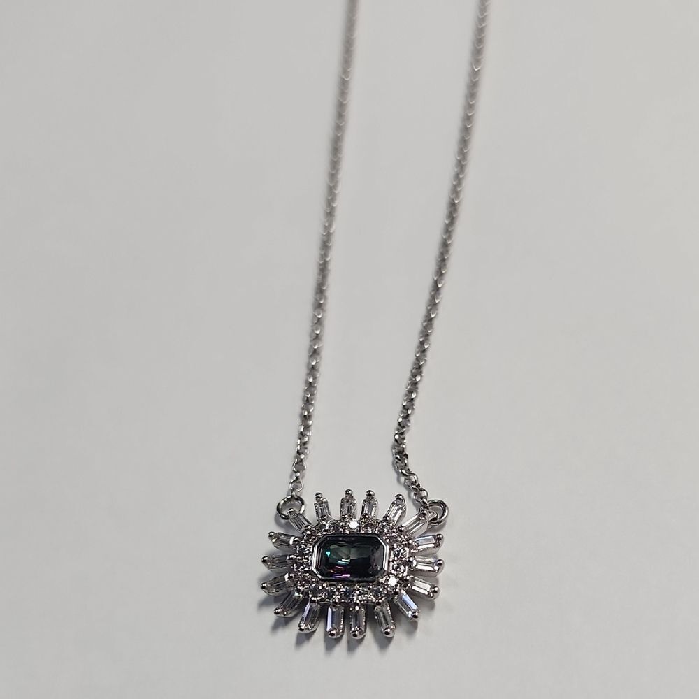 Bomb Party 2023 November Birthday Sunburst Of Sparkle RBP6684 Blue Topaz Rhodium